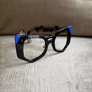 Stylish Black and Blue Geometric Glasses